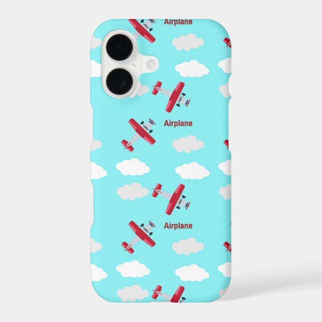 Airplane pattern on blue iphone case (Back)