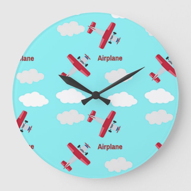 Airplane pattern on blue large clock (Front)