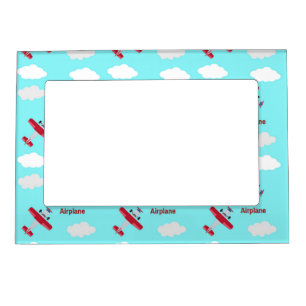 Airplane pattern on blue magnetic frame