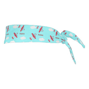 Airplane pattern on blue tie headband