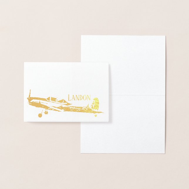 Airplane Personalized Gold Foil Stationery Foil Card (Display)