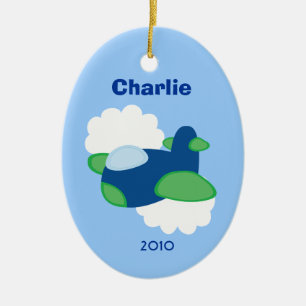 AIRPLANE Personalized Name Christmas Tree Ornament