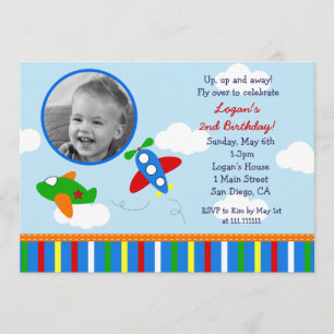 Airplane Photo Birthday Invitations