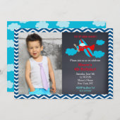 Airplane Photo Birthday Party Invitations (Front/Back)