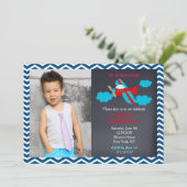 Airplane Photo Birthday Party Invitations (Standing Front)
