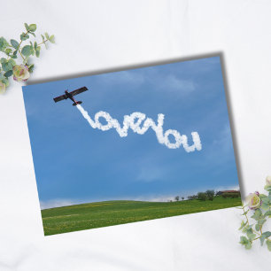 Airplane photo,Love you,Aviation Birthday Postcard