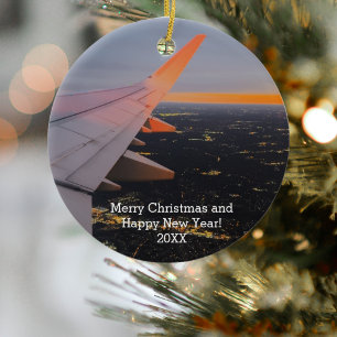 Airplane Photo Sky Cool Sunrise Flight,Aviation Ceramic Ornament
