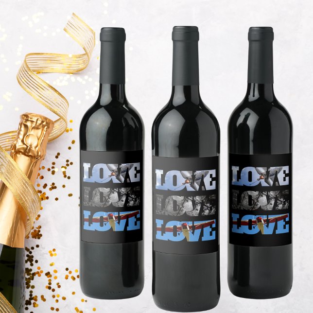 Airplane Photos in LOVE frame, Aviation Birthday W Wine Label (Creator Uploaded)