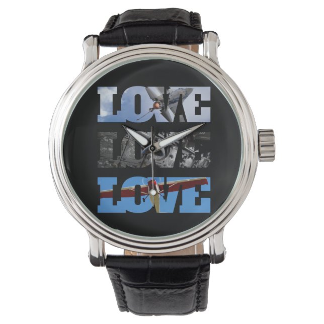 Airplane Photos in LOVE frame, Aviation Simple Watch (Front)