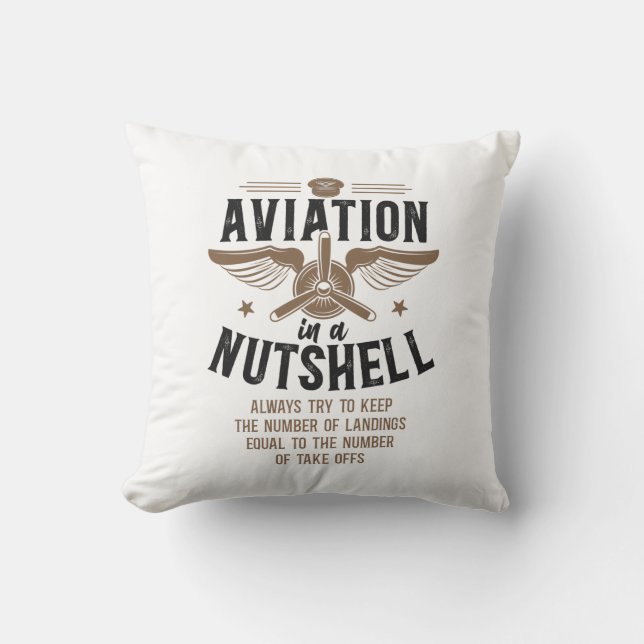 Airplane Pilot Aircraft Aviation In A Nutshell Throw Pillow (Front)