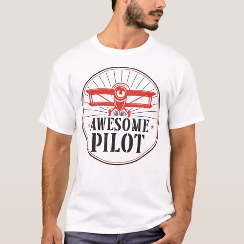 Airplane Pilot Aircraft Awesome Pilot Vintage T_Shirt
