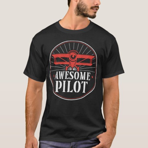 Airplane Pilot Aircraft Awesome Pilot Vintage T_Shirt