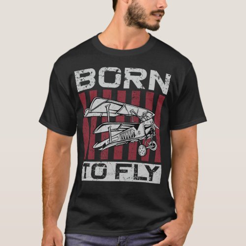 Airplane Pilot Aircraft Born To Fly Vintage T_Shirt
