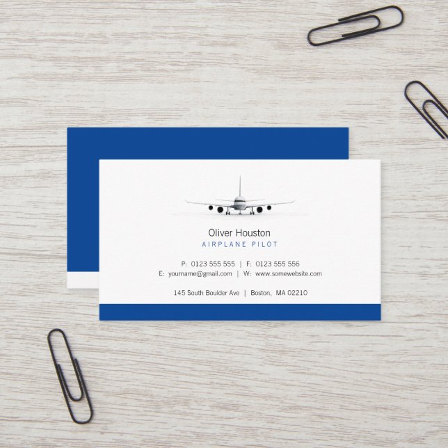 Airplane Pilot | Aviation Business Card (Front/Back In Situ)