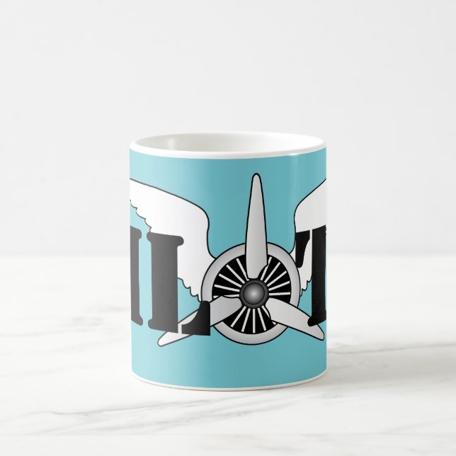 Airplane Pilot Aviation Themed Graphic Propeller Coffee Mug (Center)