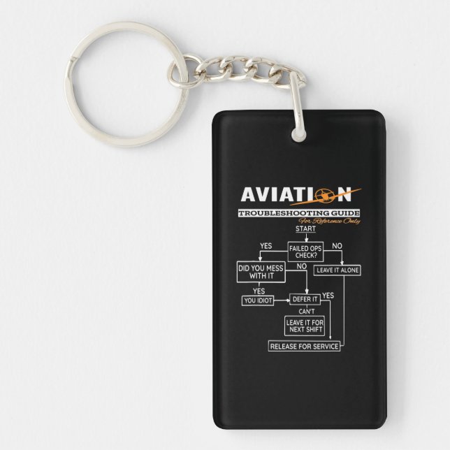 Airplane Pilot Aviation Trouble Shooting Guide Keychain (Front)