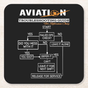 Airplane Pilot Aviation Trouble Shooting Guide Square Paper Coaster