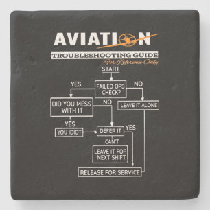 Airplane Pilot Aviation Trouble Shooting Guide Stone Coaster