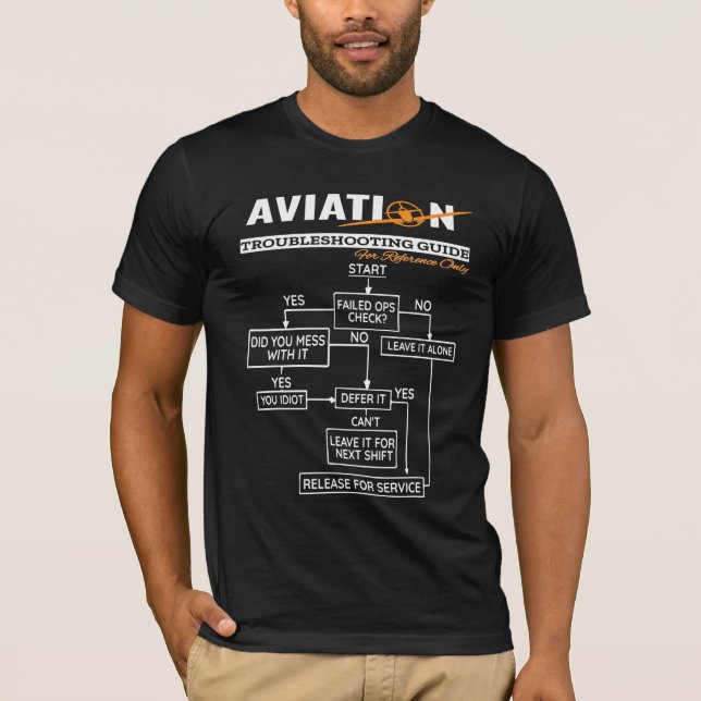Airplane Pilot Aviation Trouble Shooting Guide T-Shirt (Front)