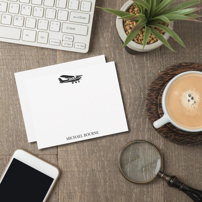 Airplane Pilot Aviator Modern Stylish Custom  Note Card (Creator Uploaded)