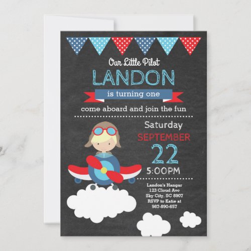 Airplane Pilot Birthday Invitation