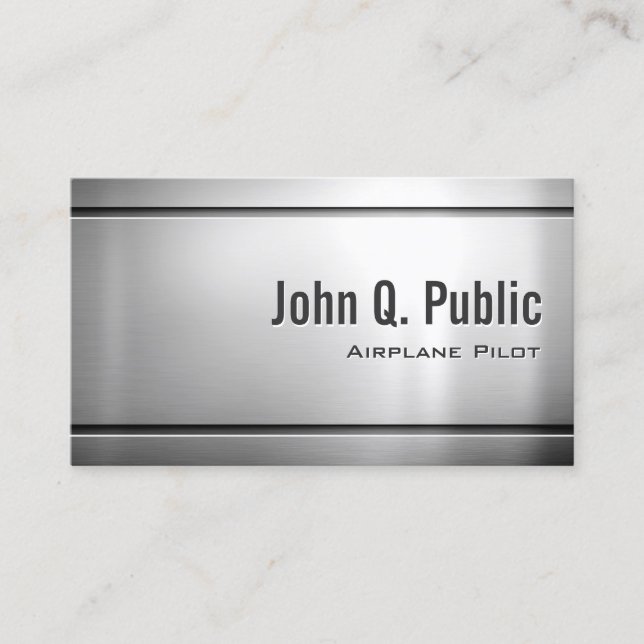 Airplane Pilot - Cool Stainless Steel Metal Business Card (Front)