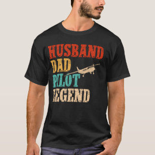 Airplane Pilot Dad Father Vintage Retro Husband Da T-Shirt