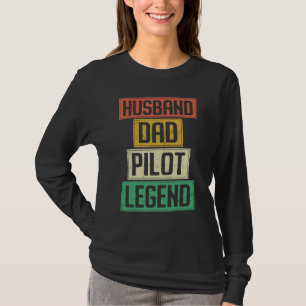 Airplane Pilot Dad Father Vintage Retro Husband Da T-Shirt