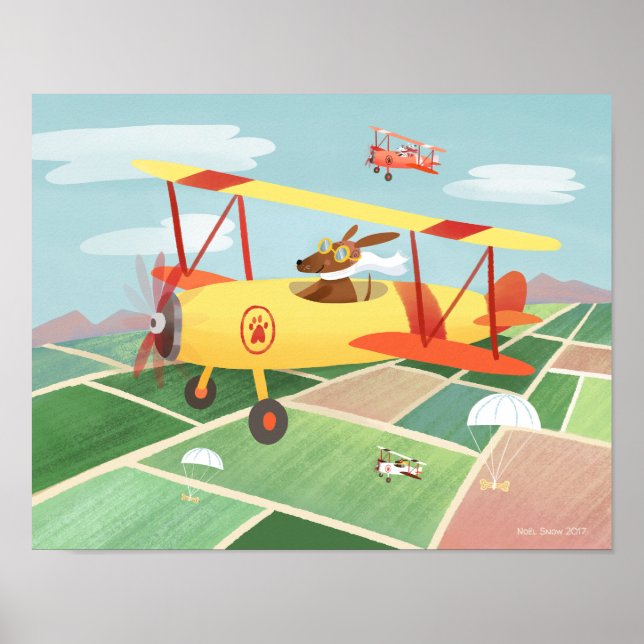 Airplane Pilot Dogs Art Print (Front)