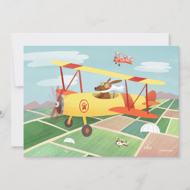 Airplane Pilot Dogs DIY Blank Invitation (Front)