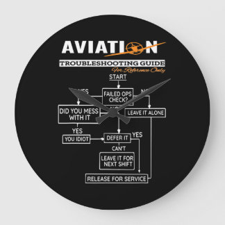 Airplane Pilot Funny Pilot Troubleshooting Guide Large Clock