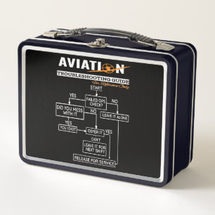 Airplane Pilot Funny Pilot Troubleshooting Guide Metal Lunch Box