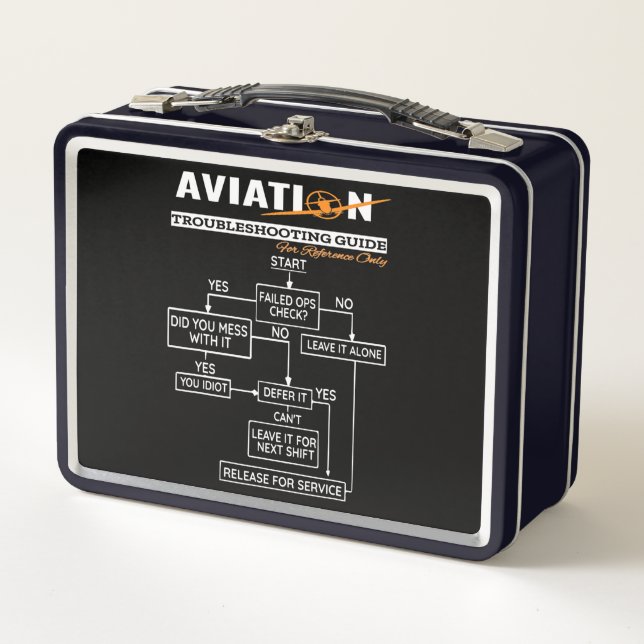 Airplane Pilot  Funny Pilot Troubleshooting Guide Metal Lunch Box (Front)