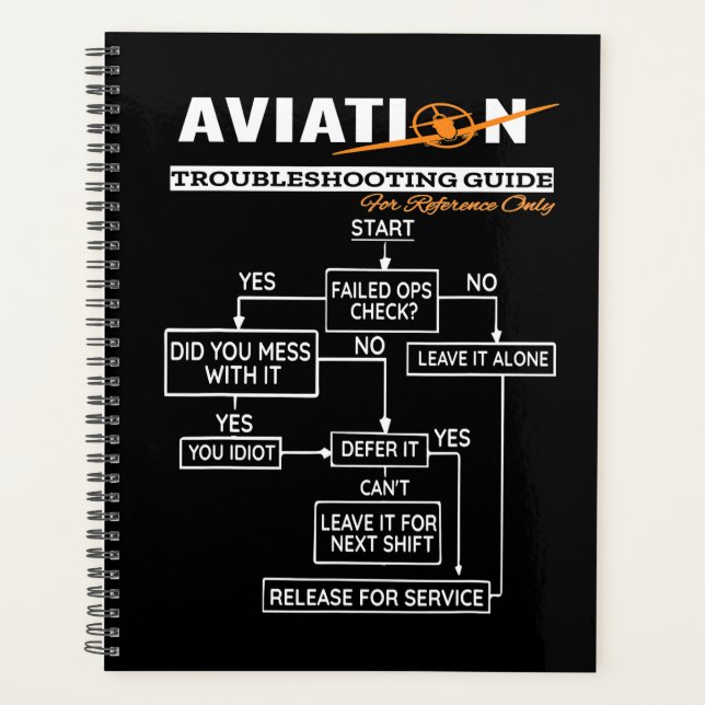 Airplane Pilot  Funny Pilot Troubleshooting Guide Planner (Front)