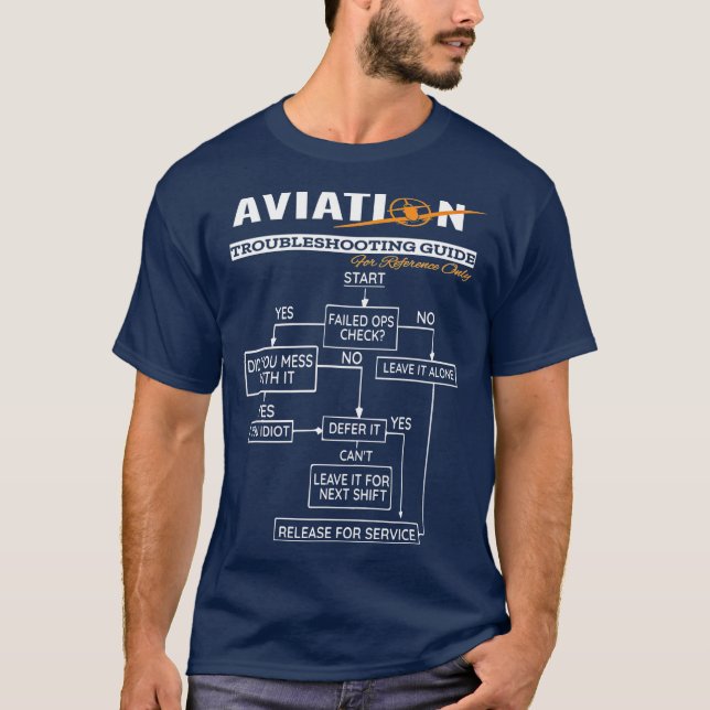 Airplane Pilot  Funny Pilot Troubleshooting T-Shirt (Front)