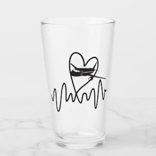 Airplane Pilot Heartbeat Flying Drinking Glass