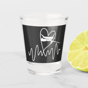 Airplane Pilot Heartbeat Flying Shot Glass