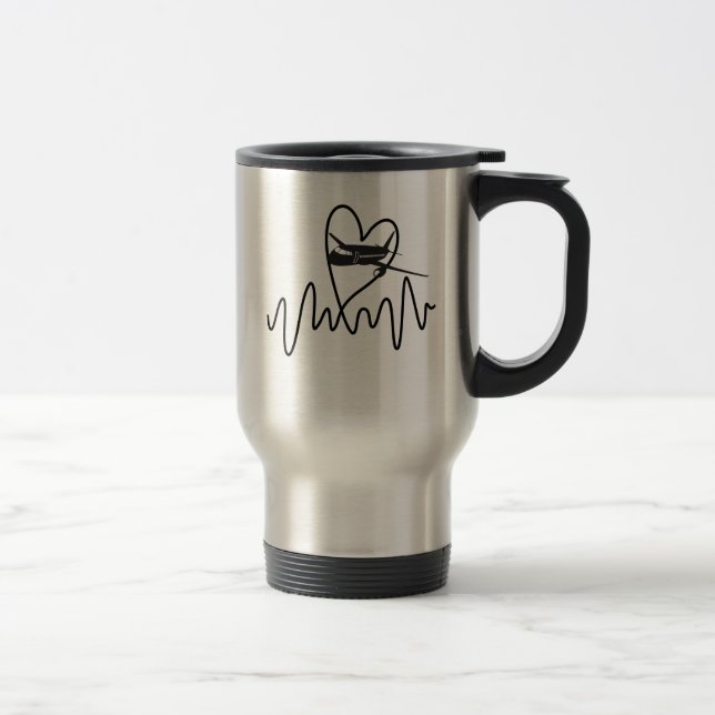 Airplane Pilot Heartbeat Flying Travel Mug (Right)