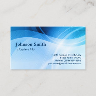 Airplane Pilot - Modern Blue Creative Business Card