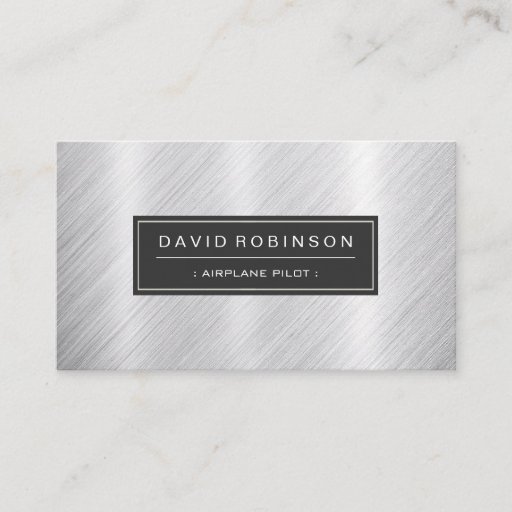 Customizable Airplane Pilot - Modern Brushed Metal Look Business Cards