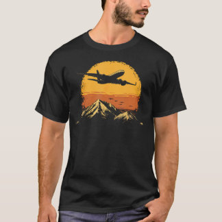 Airplane Pilot Mountains Vintage T-Shirt