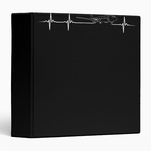 Airplane Pilot Pilot Heartbeat 3 Ring Binder (Front/Spine)