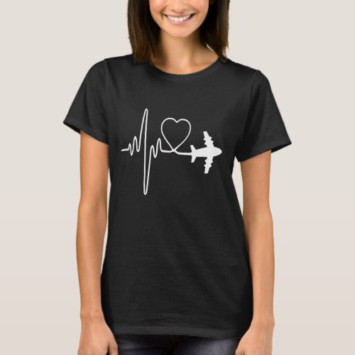 Airplane Pilot Shirt Pilot Heartbeat T_Shirt