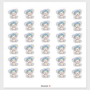 Airplane Pilot Teddy Bear Envelope Close 1.5" Sticker