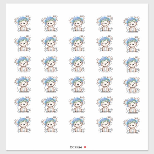 Airplane Pilot Teddy Bear Envelope Close 1.5" Sticker (Sheet)