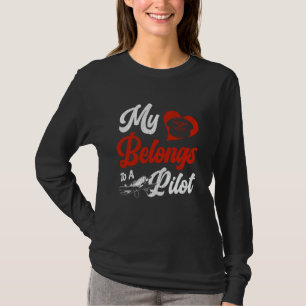 Airplane Pilot Valentines Day Girlfriend Wife Husb T-Shirt