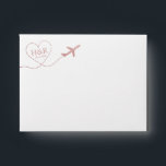 Airplane Pink Heart Romantic Monogram Travel Envelope<br><div class="desc">Envelope with a romantic rose gold blush pink travel theme airplane heart monogram on the outside, and printed return address that can be changed to any color to match your travel theme or destination wedding color theme. Click "customize further" to use the advanced editor for detailed design changes. Inside fill...</div>