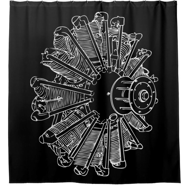 Airplane Piston Engine Diagram Shower Curtain (Front)