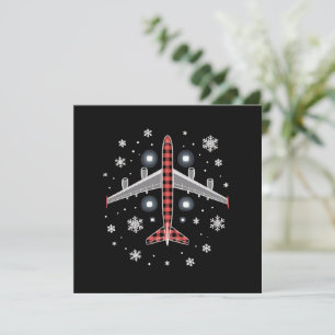 Airplane Plaid Christmas Pilot Holiday Card