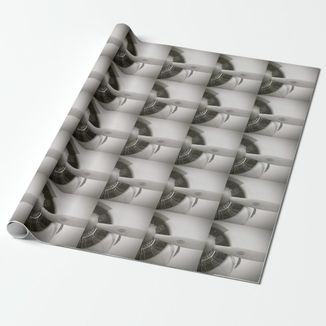 Airplane Propeller B&W Gift Wrapping Paper (Unrolled)